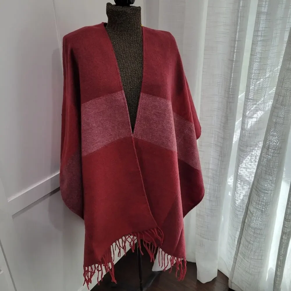 Woolrich Poncho Frindge Blancket Wrap Soft One Size